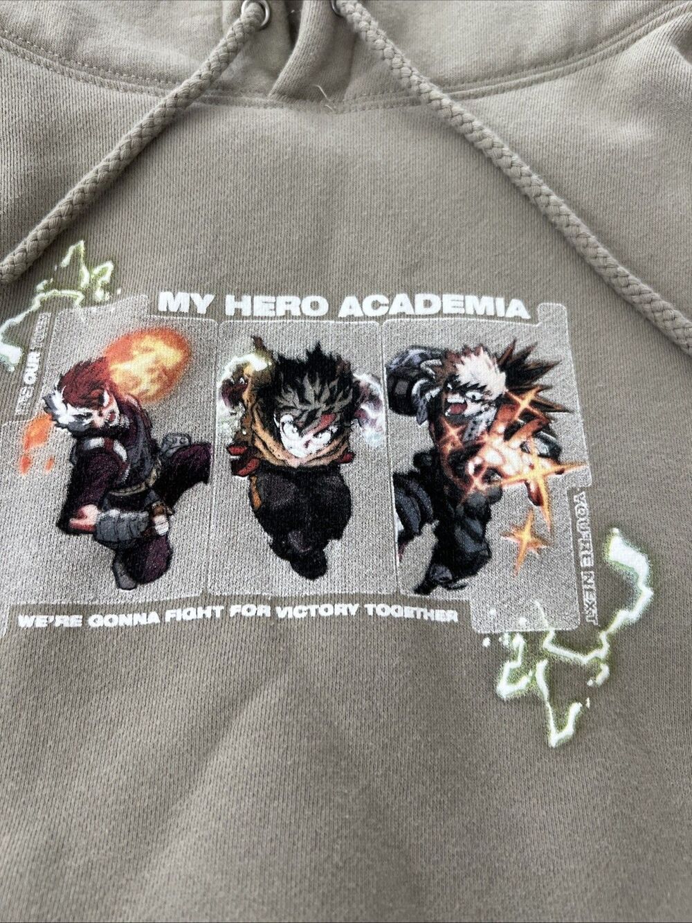 MY HERO ACADEMIA iiZO PULLOVER HOODIE Tan Size Large - Picture 3 of 7